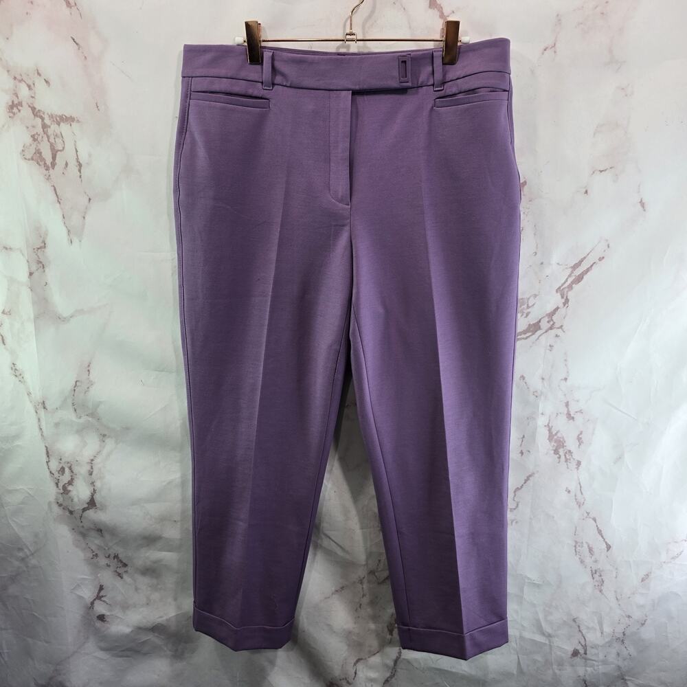 White House Black Market Pants Womens 10 Purple Chino Trouser Cuffed Slim Crop